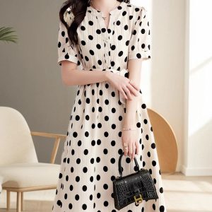 波点复古裙